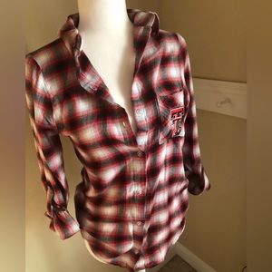 Shirt Texas Tech Red Raiders College Plaid Hottie Women Button-Up Red Black NCAA